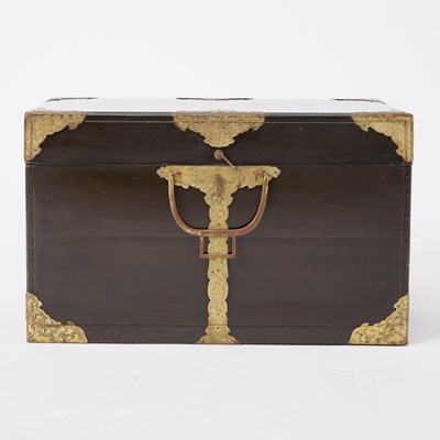 Lot 170 - Japanese Black Lacquer Chest with Gilt Copper Hardware