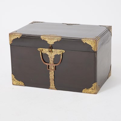 Lot 170 - Japanese Black Lacquer Chest with Gilt Copper Hardware