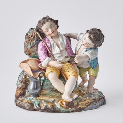 Lot 147 - Russian Porcelain Group of Two Boys and The Crayfish