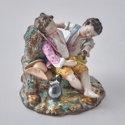 Lot 147 - Russian Porcelain Group of Two Boys and The Crayfish