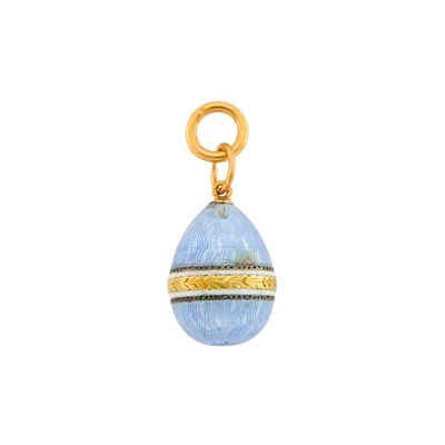 Lot 179 - Russian Gold and Enamel Pendant Egg