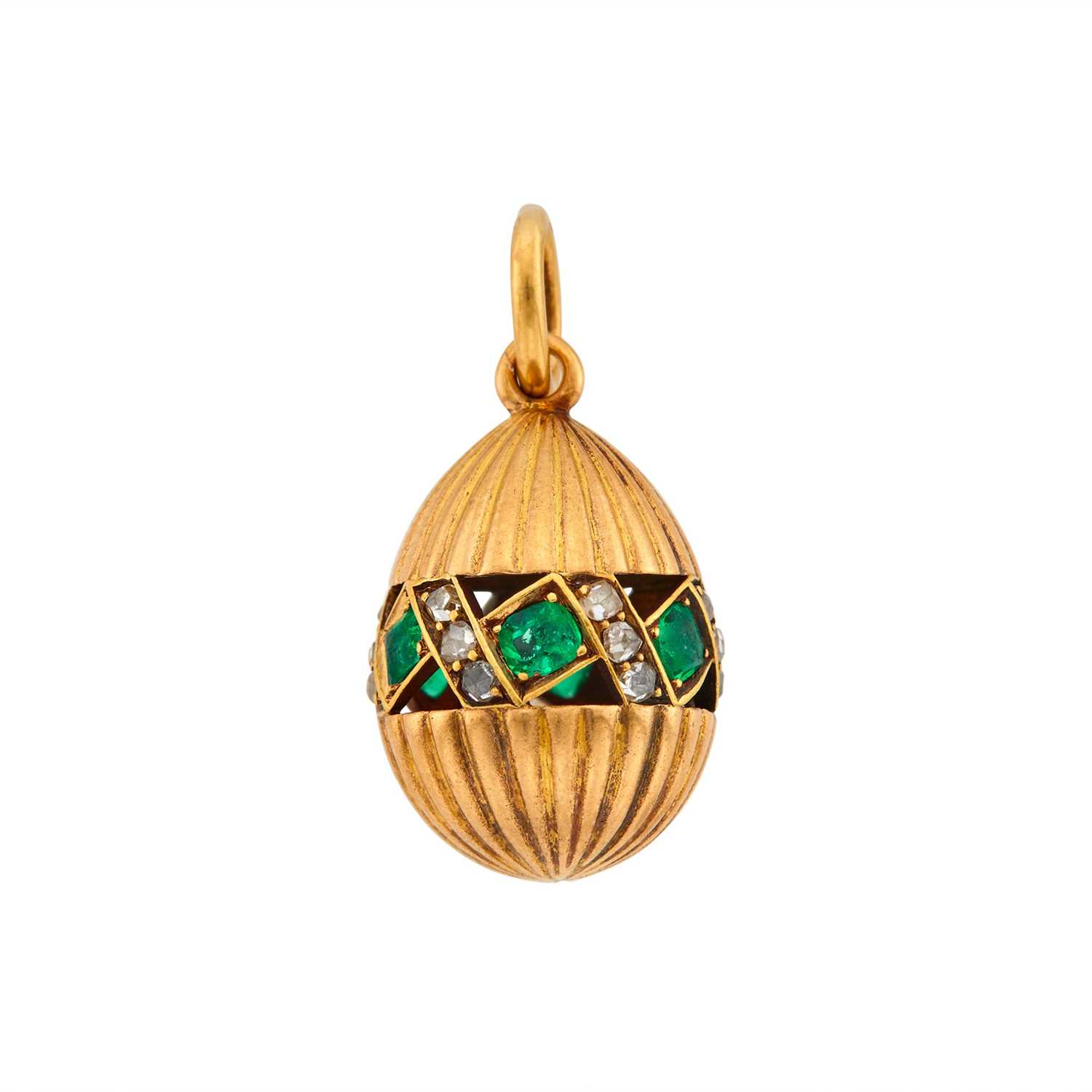 Lot 178 - Russian Jeweled Gold Pendant Egg