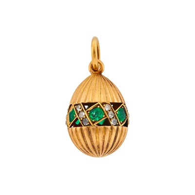 Lot 178 - Russian Jeweled Gold Pendant Egg