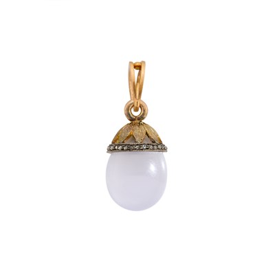 Lot 180 - Russian Jeweled Gold and Chalcedony Pendant Egg