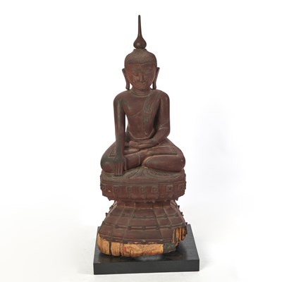 Lot 326 - A Large Cambodian Lacquered Wood Seated Buddha