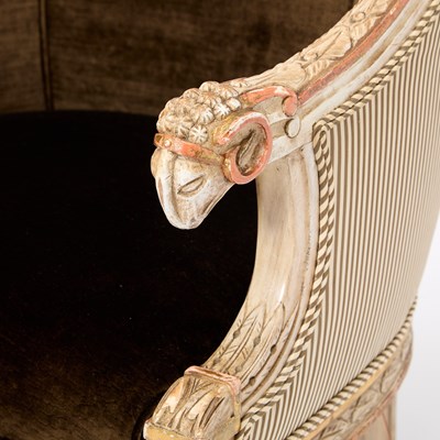Lot 288 - Pair of Louis XVI Style Bergères with Ram's Head Terminals