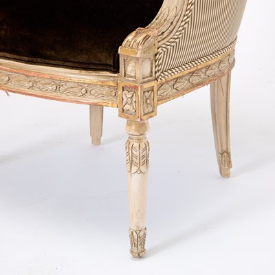Lot 288 - Pair of Louis XVI Style Bergères with Ram's Head Terminals