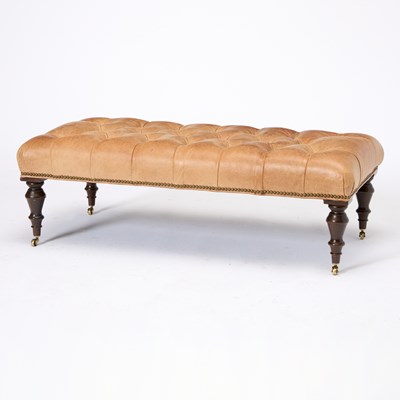 Lot 187 - Leather Upholstered Mahogany Ottoman
