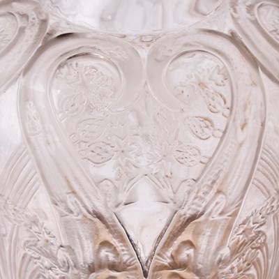 Lot 680 - R. Lalique Molded Glass 'Lezards et Bluets' Vase