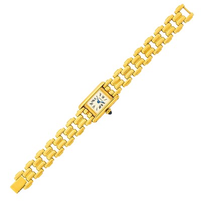 Lot 1012 - Cartier Paris Gold 'Tank' Wristwatch