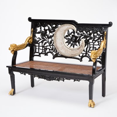 Lot 177 - Suite of Chinese Style Ebonized and Parcel Gilt Furniture
