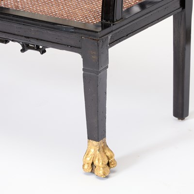 Lot 177 - Suite of Chinese Style Ebonized and Parcel Gilt Furniture
