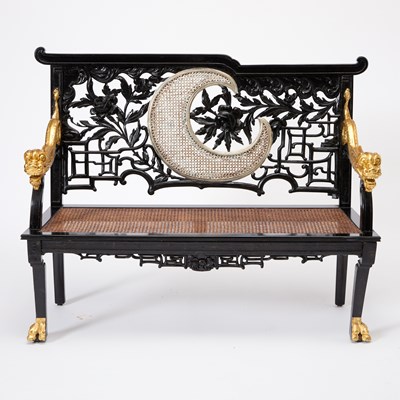 Lot 177 - Suite of Chinese Style Ebonized and Parcel Gilt Furniture