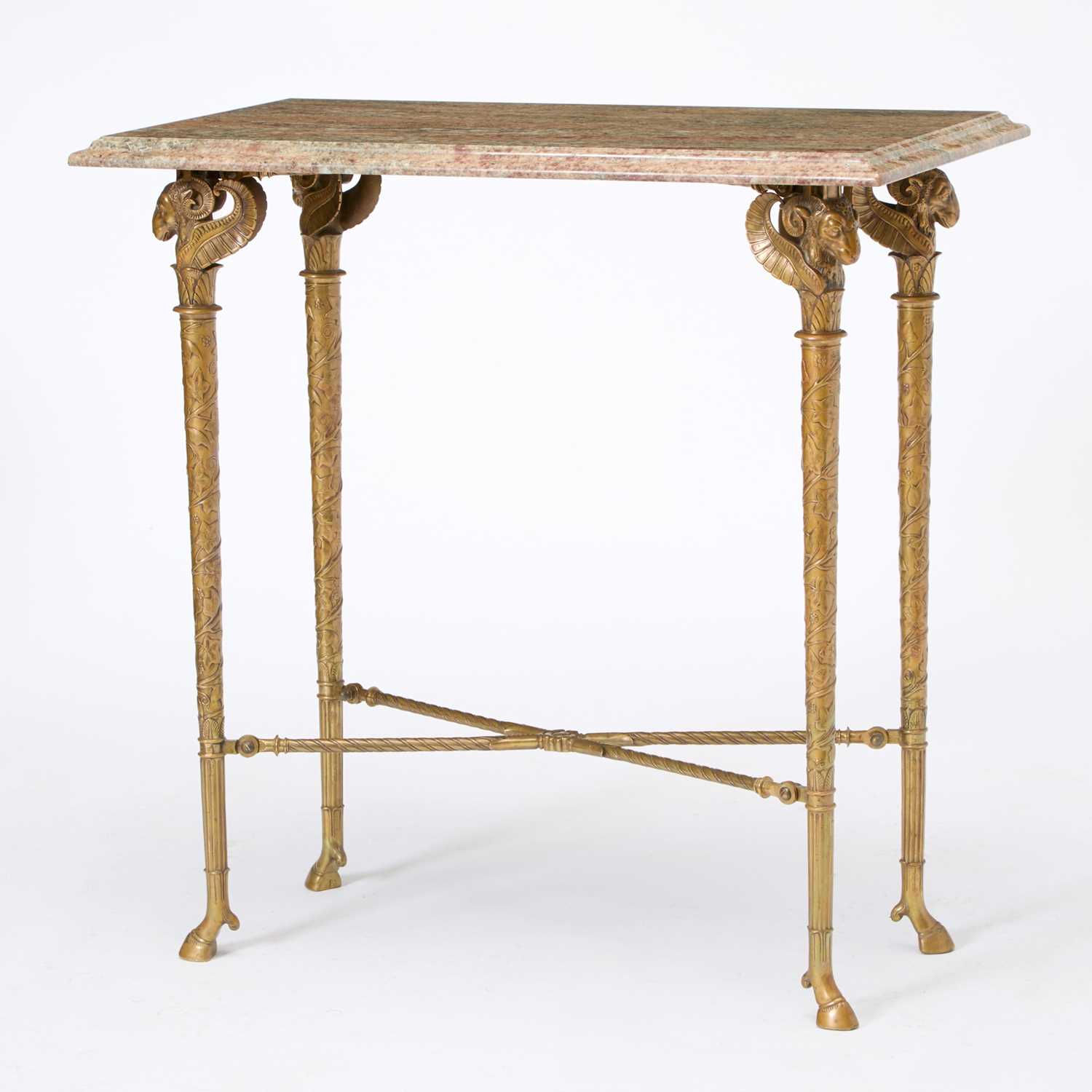 Lot 327 - Marble Top Ram's Head Bronze Side Table
