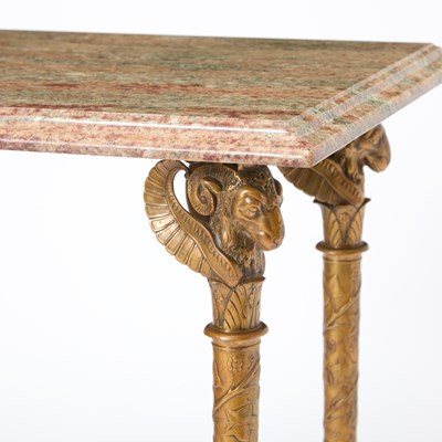 Lot 327 - Marble Top Ram's Head Bronze Side Table