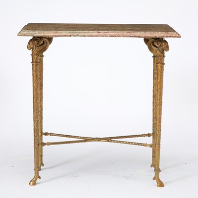 Lot 327 - Marble Top Ram's Head Bronze Side Table