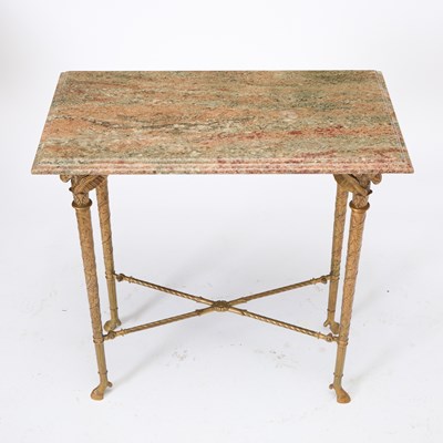 Lot 327 - Marble Top Ram's Head Bronze Side Table