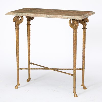Lot 327 - Marble Top Ram's Head Bronze Side Table