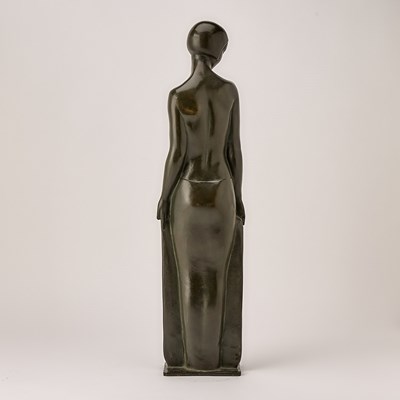 Lot 334 - French Art Deco Dark Green Patinated Bronze Figure of a Young Woman Entitled 'Odalisque'
