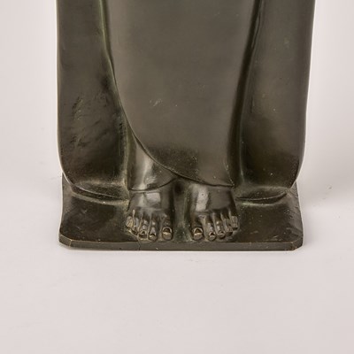 Lot 334 - French Art Deco Dark Green Patinated Bronze Figure of a Young Woman Entitled 'Odalisque'