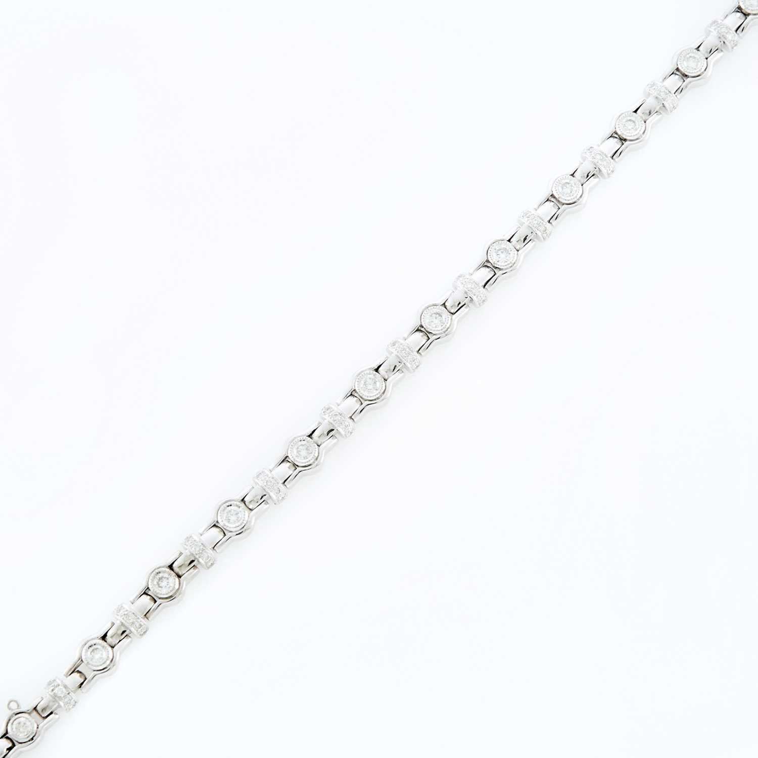 Lot 2104 - White Gold and Diamond Bracelet