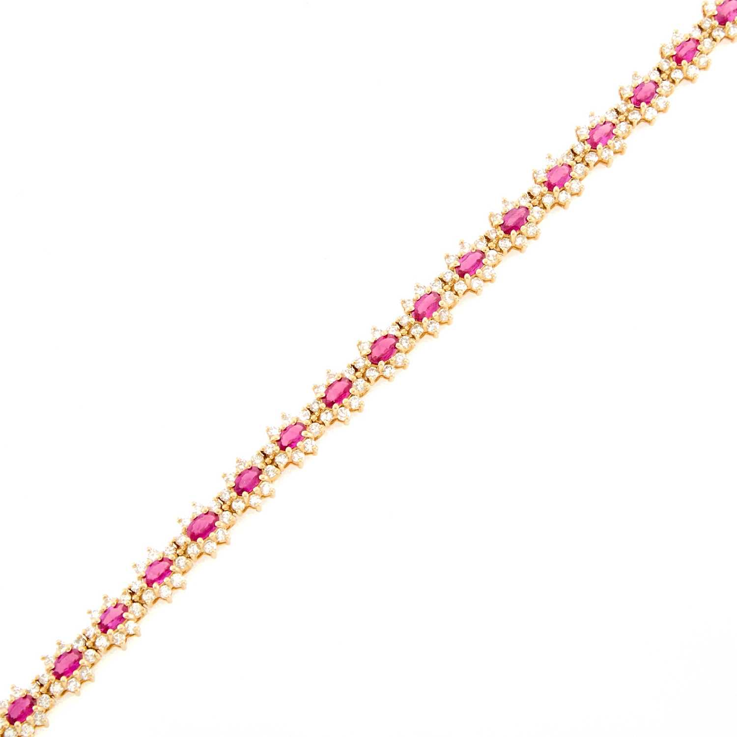 Lot 2166 - Gold, Ruby and Diamond Bracelet