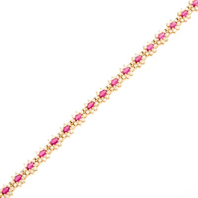 Lot 2166 - Gold, Ruby and Diamond Bracelet