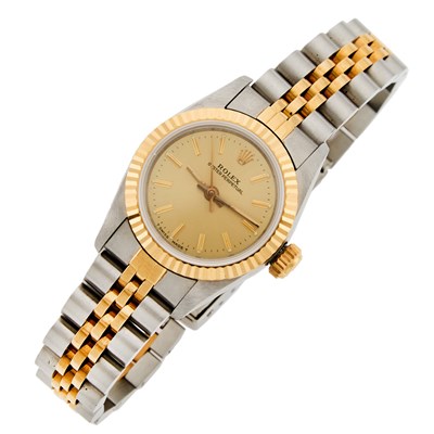 Lot 1021 - Rolex Lady's Stainless Steel and Gold 'Oyster Perpetual' Wristwatch, Ref. 67193