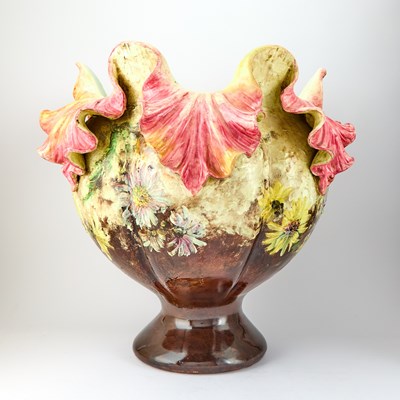 Lot 338 - Large Floral Decorated Majolica Planter