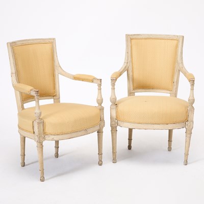 Lot 237 - Pair of Louis XVI Painted Fauteuils