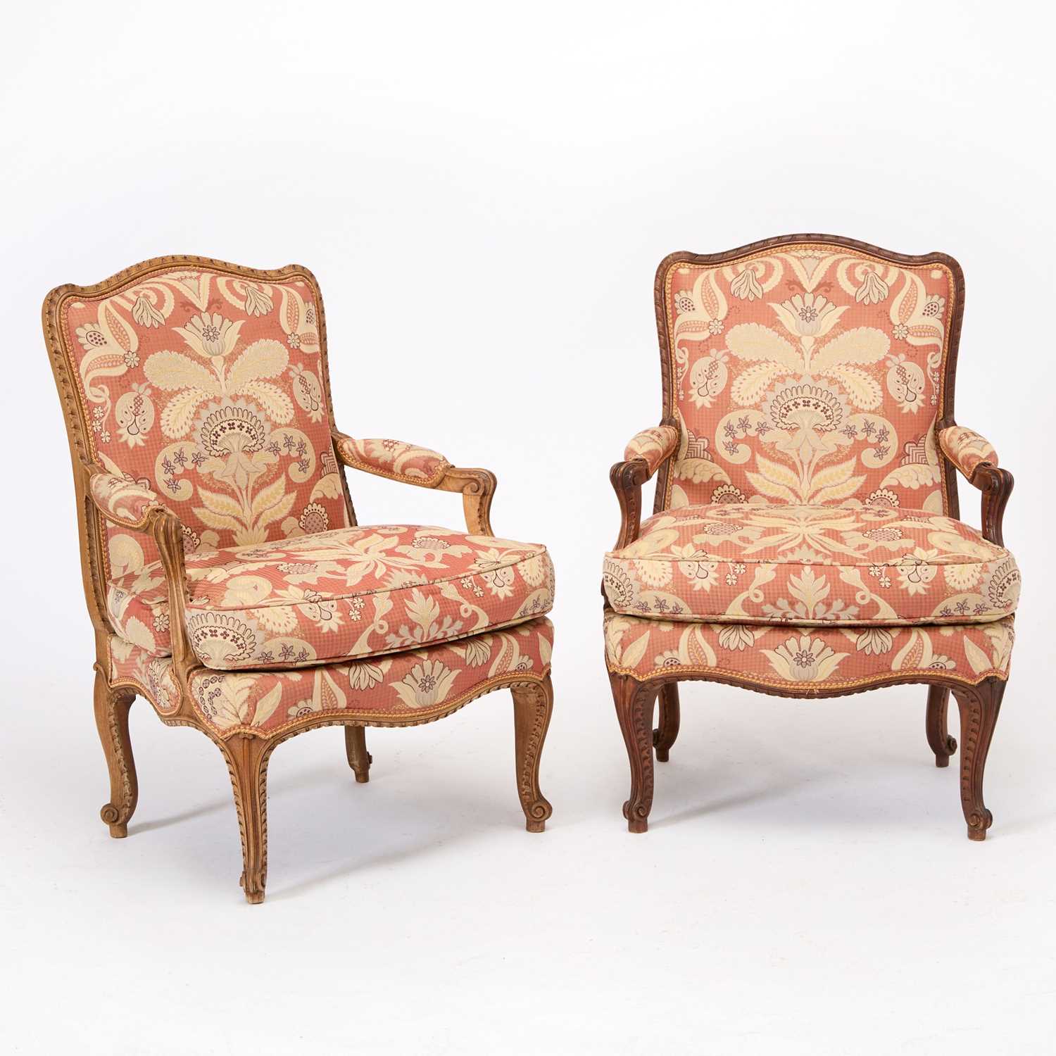 Lot 241 - Pair of Louis XV Style Carved Walnut Fauteuils