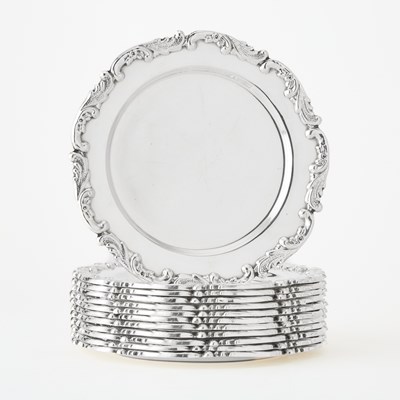 Lot 194 - Set of Twelve Peruvian Sterling Silver Bread and Butter Plates