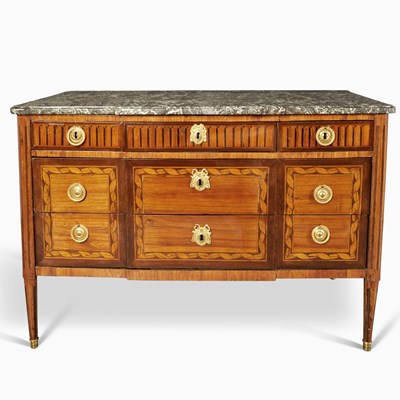 Lot 354 - Louis XVI Amaranth Marquetry and Parquetry Tulipwood Commode