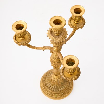 Lot 177 - Pair of Louis XVI Style Gilt-Metal Four-Light Candelabra