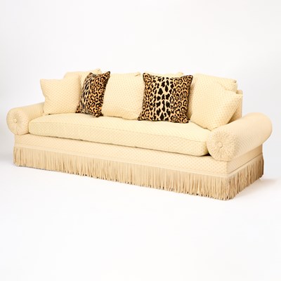 Lot 317 - Upholstered and Fringed Sofa