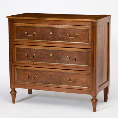Lot 242 - Louis XVI Style Fruitwood Three-Drawer Commode