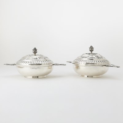 Lot 224 - Pair of Cardeilhac Louis XV Style Sterling Silver Covered Ecuelles