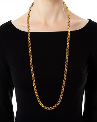 Lot 1076 - Long Antique Gold Muff Chain Necklace