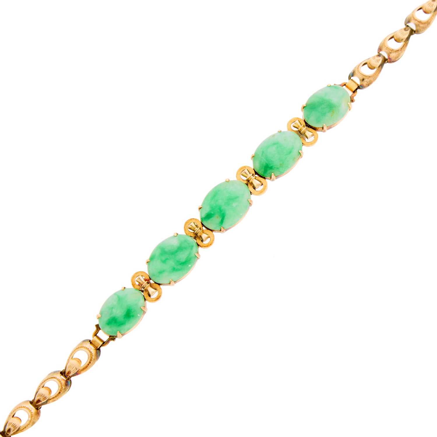 Lot 2212 - Gold and Jade Bracelet