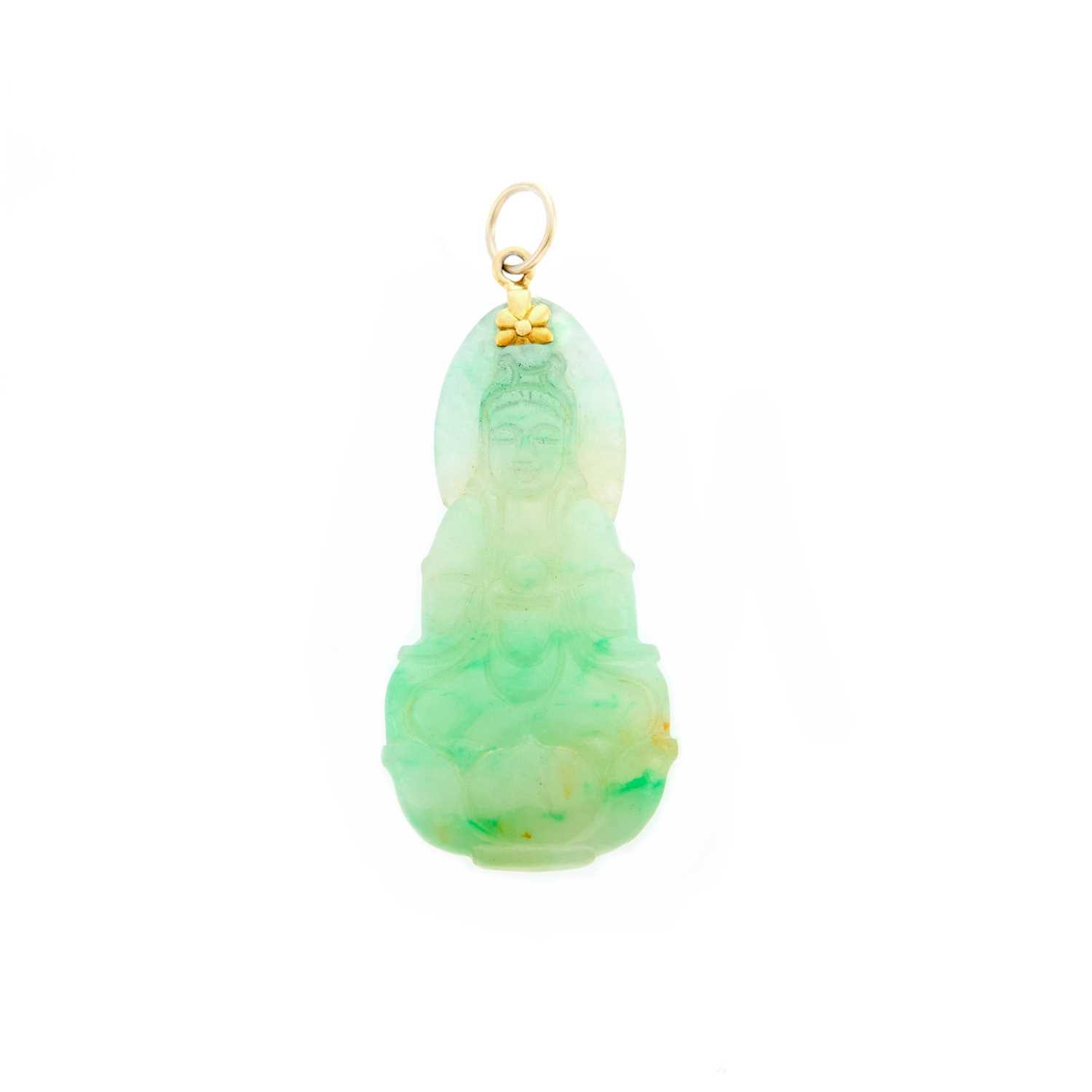 Lot 2211 - Carved Jade Buddha and Gold Pendant