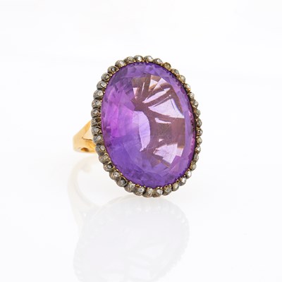 Lot 2153 - Gold, Silver, Amethyst and Diamond Ring