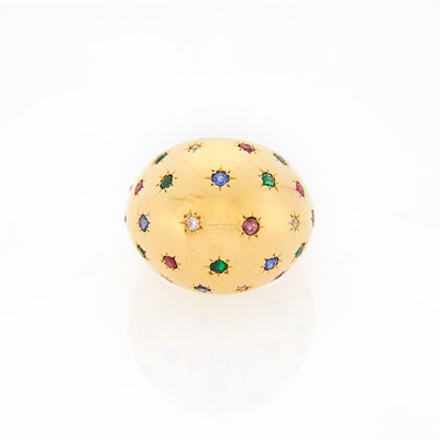 Lot 2069 - Gold, Colored Stone and Diamond Dome Ring