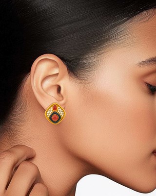 Lot 1010 - Marina B Pair of Gold, Carnelian, Black Onyx and Diamond Earclips, France