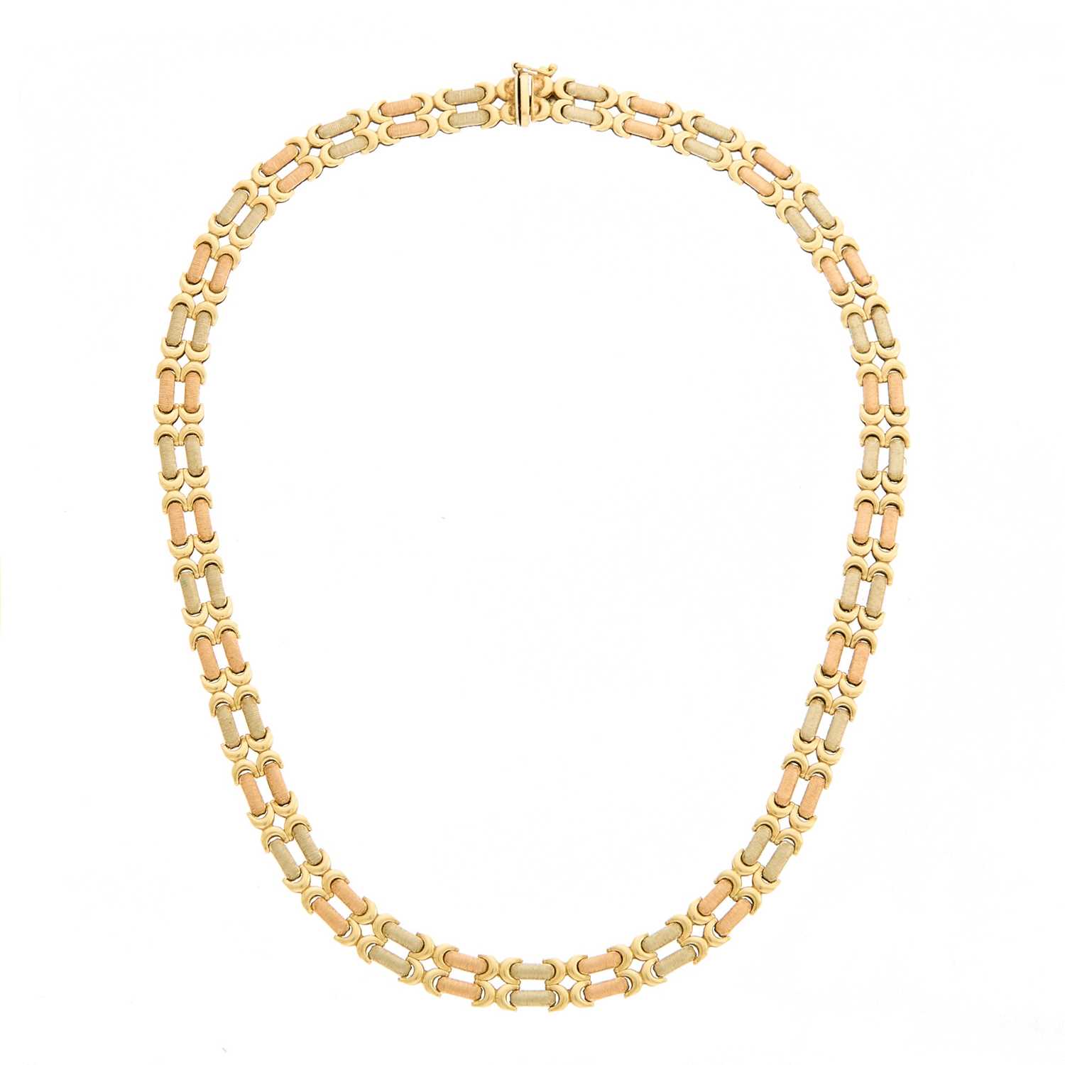 Lot 2227 - Tricolor Gold Link Necklace