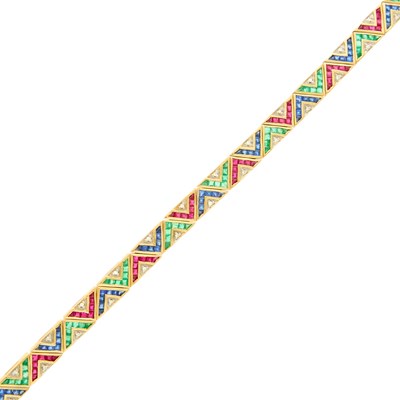 Lot 2033 - Gold, Gem-Set and Diamond Bracelet