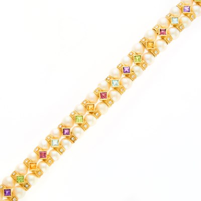 Lot 2006 - H. Stern Gold, Cultured Pearl, Gem-Set and Diamond Bracelet
