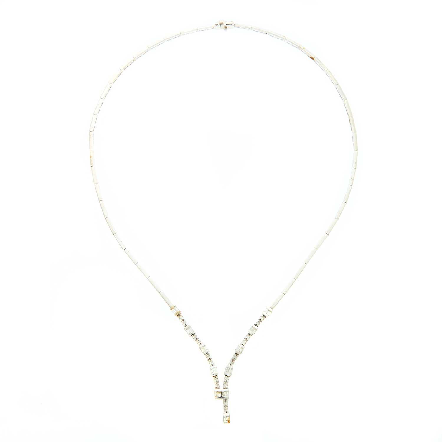 Lot 2101 - White Gold and Diamond Necklace