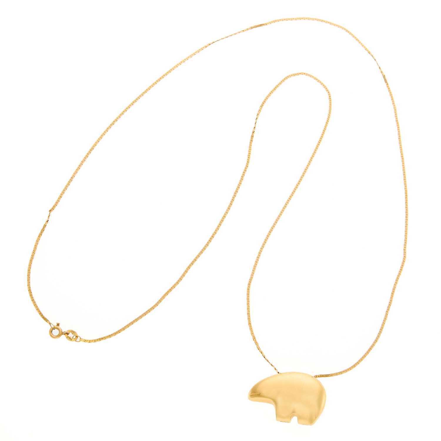 Lot 2026 - Gold Polar Bear Pendant with Long Chain Necklace