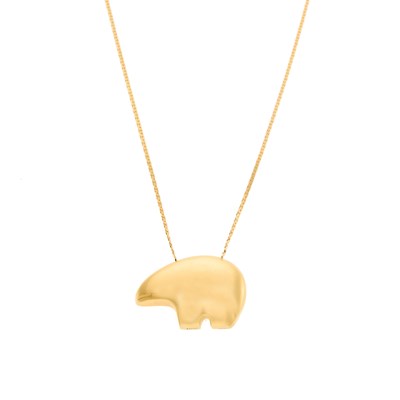 Lot 2026 - Gold Polar Bear Pendant with Long Chain Necklace