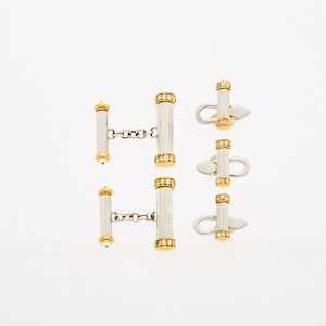 Lot 2119 - Two-Color Gold and Diamond Dress Set